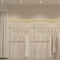 Elegant Clothing Store Window Display With White Outfits And Mannequins 3d model