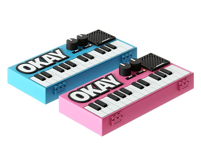 Colorful Portable Musical Keyboards for Kids in Blue and Pink OKAY Design 3d model