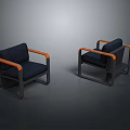 Modern Furniture Black Chairs With Orange Armrests And Black Frame