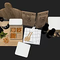Essential Kitchenware Set With Wooden Cutting Board Olive Oil Bottles Pasta Boxes And Spice Jars