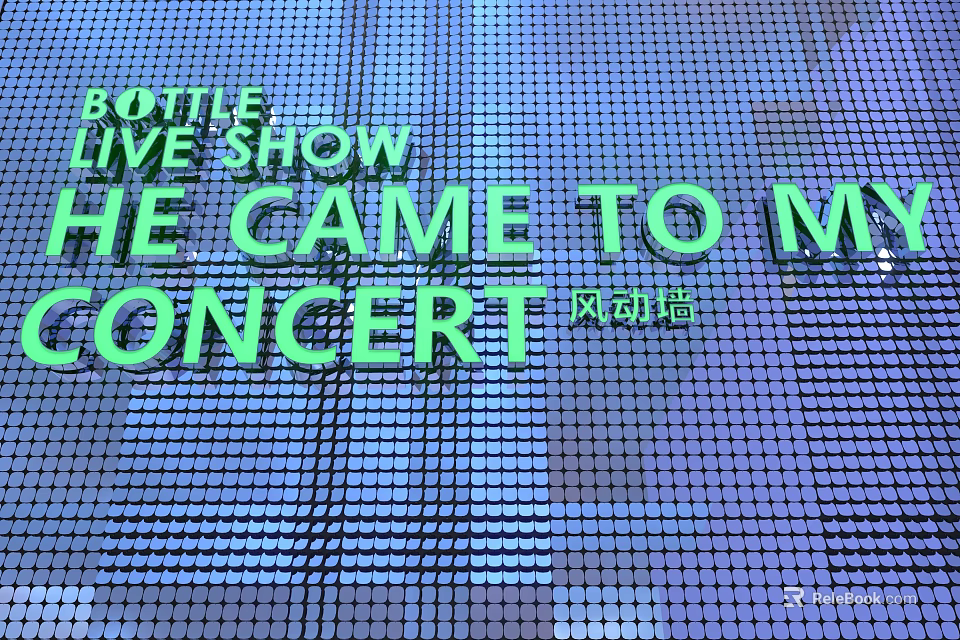 Building Facade With Wind Wall Design For Live Show Concert And Grid Pattern 3d model