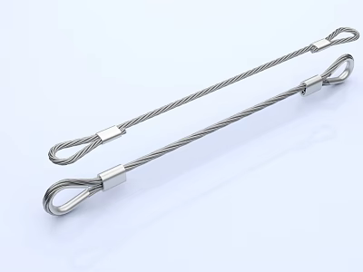 Stainless Steel Wire Rope With Loop Ends And Metal Fittings For Industrial Use 3d model