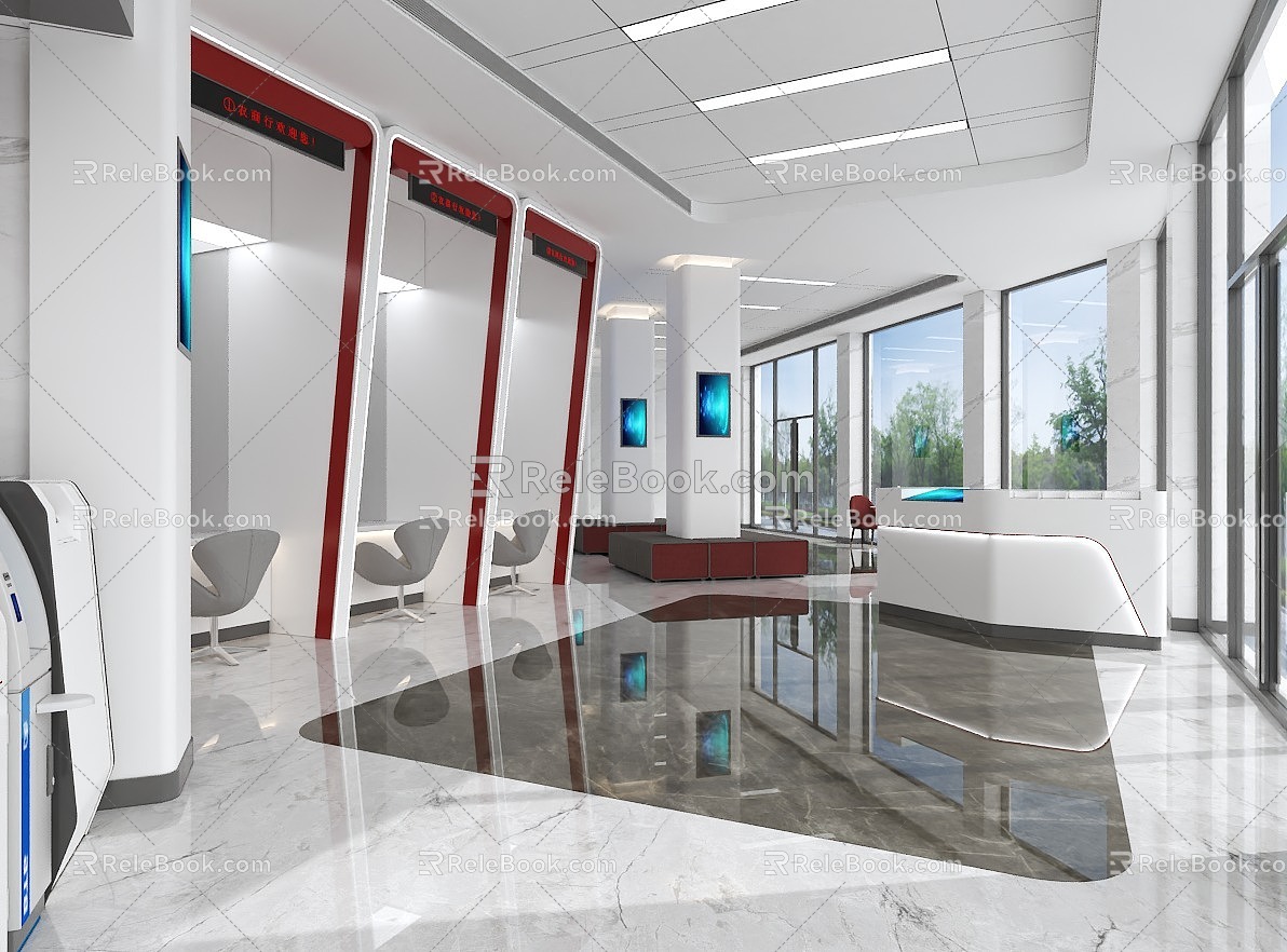 Modern Bank Bank Lobby 3d model