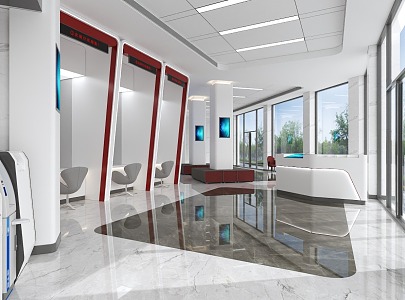 Modern Bank Lobby 3d model