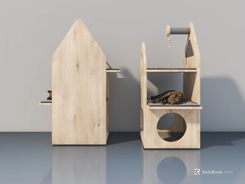 Modern Wooden Swing Door For Interior Home With Simple Design And Handle 3d model 