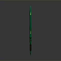 Green Fantasy Sword With Golden Decorations And Unique Glowing Blade Design