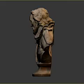 Bronze Bust Statue of Bearded Man with Ruffled Collar on Pedestal Base