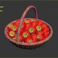 Beautiful Wicker Basket Filled with Fresh Ripe Strawberries and Yellow Flowers