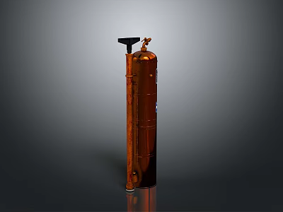 Brown Cylindrical Fire Extinguisher With Black Handle And Nozzle For Home Safety 3d model