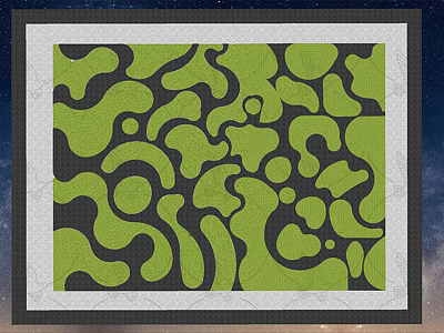 Abstract Green Black Garden Ornament With Curved Circular Patterns And Dark Frame 3d model