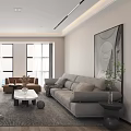 Modern Living Room Interior With Large TV Gray Sofa And Coffee Table