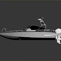 Modern Metallic Boat Design With Open Deck And Cockpit Structure 3d model