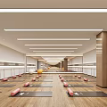 Spacious Fitness Studio With Aligned Mats Yoga Balls Wooden Floor And Modern Lighting