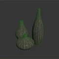 Artistic Handcrafted Modern Sculpture Carving Three Striped Vases Decorative Design