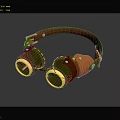 Vintage Style Binoculars with Leather Strap Green Orange Body and Golden Edges