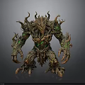 Mythical Tree Creature With Root Like Body Glowing Green Elements And Claws