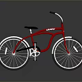 Classic Red Bicycle With Curved Frame Black Seat And Silver Rims