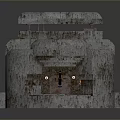 Rough Textured Stone Fortification Structure With Layered Design And Metal Cannon 3d model