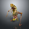 Mythical Character And Fantasy Creature With Green Yellow Appearance Slender Limbs And Decorative Elements