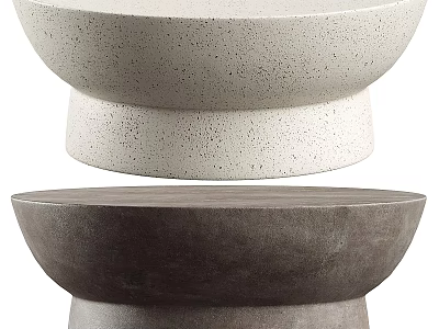 Modern Minimalist Coffee Table With Light And Dark Speckled Concrete Round Top Double Layer 3d model