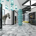 Modern Hall Hotel Lobby Front Desk 3d model