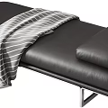 Leather Ottoman Designs with Black Brown Cushions and Striped Blankets