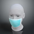 White Mannequin Head Wearing Light Blue Surgical Mask On Dark Background