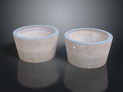 Two Textured Stone Washing Basins For Daily Household Laundry Use 3d model