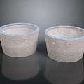 Two Textured Stone Washing Basins For Daily Household Laundry Use