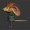 Cartoon Mouse Game Movie Character With Orange Hat Large Ears Pink Nose And Green Coat