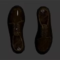 Brown Leather Lace Up Casual Shoes With Yellow Stitching On Sole And Shiny Reflection