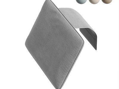 Gray Fabric Cushion With Three Colored Spheres In Blue Gray And Brown Tones 3d model