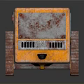 Vintage Orange Robot Model With Track Wheels Control Panel And Metallic Worn Surface 3d model