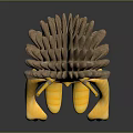 Yellow Cartoon Character With Hedgehog Like Spines Standing Pose And Friendly Smile