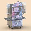 Colorful Patterned Mobile Kitchen Appliance With Storage Trays And Control Panel Design