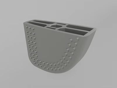 Gray Plastic U Shaped Connector Part With Small Holes On Surface And Square Hollow Center 3d model