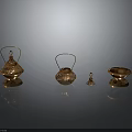 Set Of Traditional Copper Decorative Lamps With Intricate Cutouts And Reflective Bases