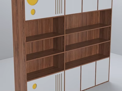 Modern Wooden Storage Shelving Unit With Open Display Compartments And Elegant Closed Storage Cabinets 3d model