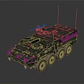Armored Military Vehicle With 6x6 Wheels Roof Mounted Weapon And Communication Antennas