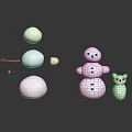 Snowman Construction With Stacked Snowballs Twigs Small Stones And Mini Snowman