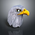 Detailed Gray Feathered Eagle Head 3D Render With Yellow Beak Green Eyes And Gradient Background 3d model