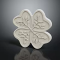 White Four Leaf Clover Shaped Decorative Object With Carved Leaves And Vines