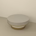 Modern Round Coffee Table With White Top Gold Base And Ribbed Design 3d model