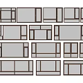 Various Window Designs Featuring Different Frame Styles And Glass Options 3d model