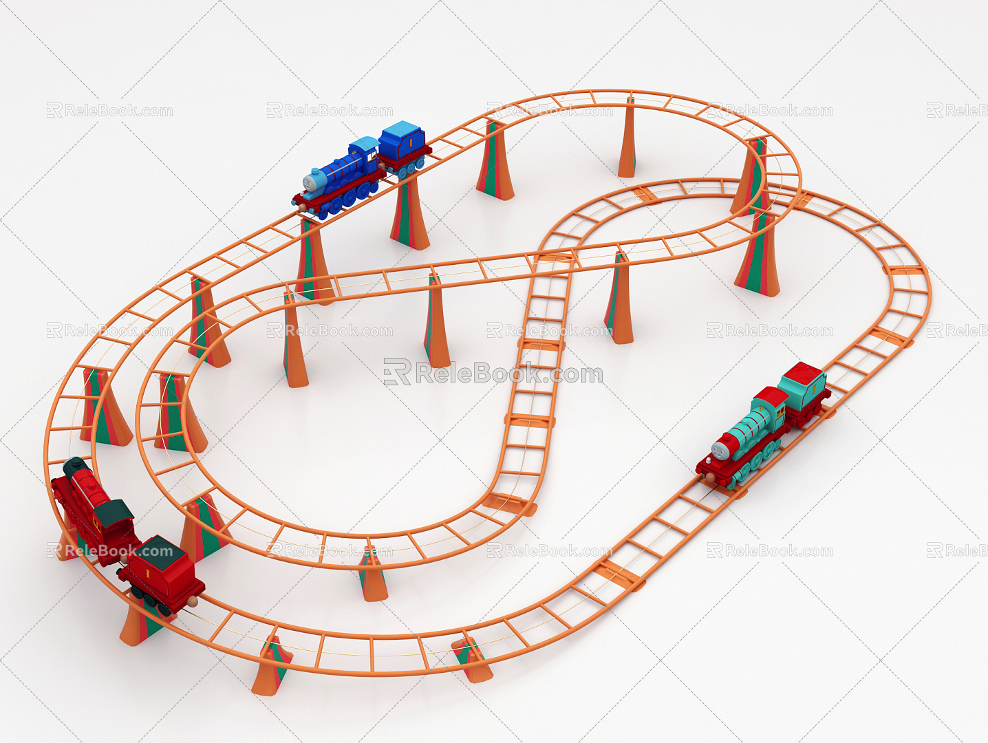 Modern toy children's track small train toy 3d model