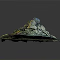 Natural Stone Pile With Lush Green Moss Covered Ground Surface Area