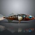 Colorful Fish Shaped Home Decor Item With Blue Eyes Shiny Finish And Gray Background Reflection