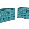 Vintage Blue Chests Of Drawers With Multiple Drawers And Distressed Finish