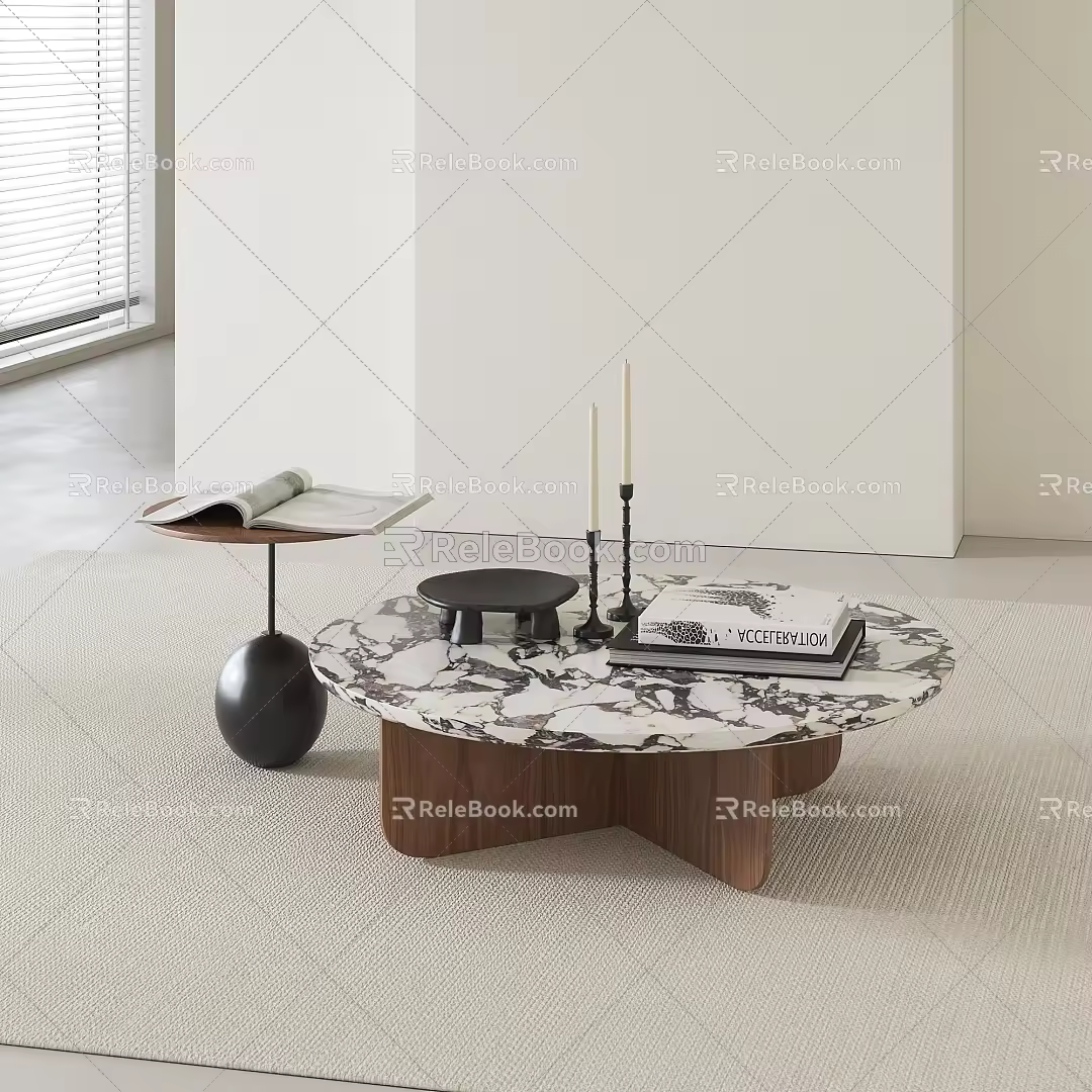 Middle ancient style stone coffee table 3d model