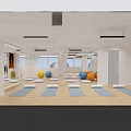 Modern Fitness Studio Interior With Yoga Mats Exercise Balls And Mirrored Wall